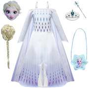 冰雪奇缘2艾莎公主裙爱莎，裙子白色套装裙安娜同款女童宝宝礼服裙