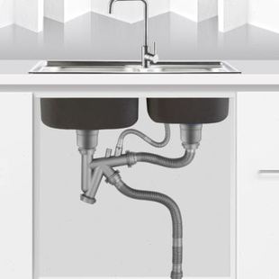厨房水槽不锈钢下水器套装双槽下水管洗菜盆单槽排水管漏斗提