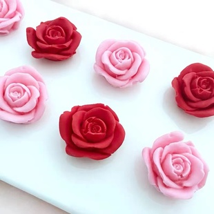 巧克力立体红色玫瑰花西点蛋糕装饰 七夕情人节花瓣插件可食用
