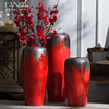 景德镇陶瓷摆件落地大，花瓶中式中国红瓷器客厅玄关插花干花装饰品