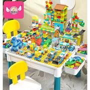 儿童积木桌子多功能大颗粒男孩女孩益智力拼装玩具桌宝宝六一礼物