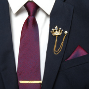 酒红色紫色男士领带正装真丝桑蚕丝商务结婚领带方巾胸针套装潮