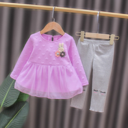 女宝宝秋装套装，2023洋气时髦童装春秋运动网红女童秋季两件套