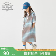 日本livheart女童polo领短袖，连衣裙夏2024儿童t恤裙大童