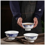 家用碗 老式景德镇4.5英寸幸福米饭碗陶瓷高脚防烫吃饭碗骨瓷餐具