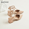 达芙妮daphne~时装凉鞋，女2023夏季法式铆钉后空，尖头粗跟单鞋