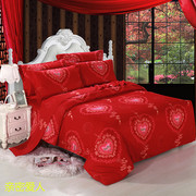 婚庆床品四件套大红色结婚床上用品，纯棉1.8m床，2.0床全棉4件套