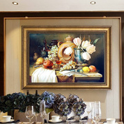 欧式餐厅装饰画厨房饭厅壁画，花卉葡萄水果油画大气美式挂画单幅