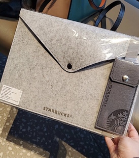 星巴克2021春季ipad笔记本平板电脑包灰色毛毡公文手拿袋收纳便携