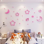 星星月亮3d立体墙贴客厅，卧室背景墙亚克力，贴画儿童房天花板装饰贴