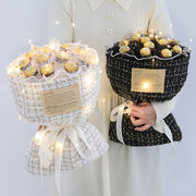 diy巧克力花束小香风布艺创意，零食花生日礼物，女花艺包装材料送人