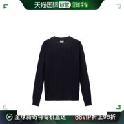 欧洲直邮WOOLRICH 23年 男士深海军蓝色圆领羊毛混纺毛衣