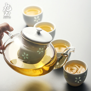 玻璃泡茶壶套装家用玲珑杯花茶壶煮功夫，茶壶电炉复古耐热玻璃茶壶