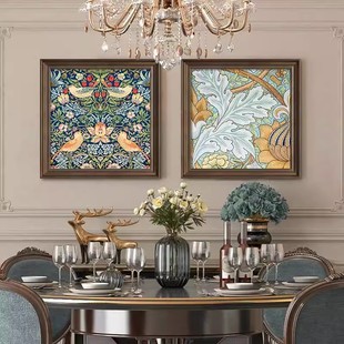 饭厅复古大芬村油画美式餐厅装饰画欧式客厅沙发背景墙挂画高级感