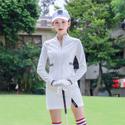 韩版高尔夫女套装运动外套风衣golf服装速干春秋白色夹克包臀短裙