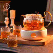 涵香花茶壶套装下午茶玻璃茶具蜡烛加热水果茶壶女英士花茶杯套装