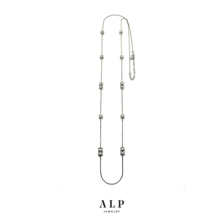 ALP JEWELRY如水生2.0优雅灰珍珠项链不对称长款新中式毛衣链