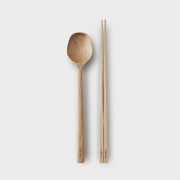 韩国进口小清新字母，印花木质勺子筷子家用小汤勺餐具两件套装