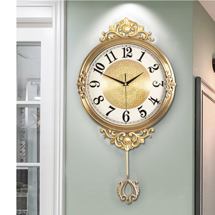 纯铜挂钟客厅家用时尚创意简约挂墙时钟欧t式豪华装饰电波