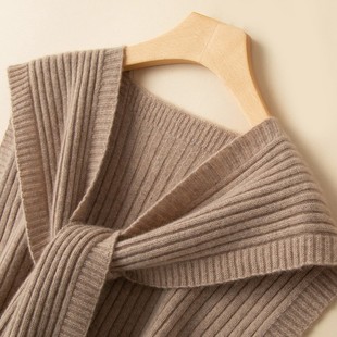 秋冬100%纯羊绒围巾，女高端加厚披肩多功能保暖纯色针织百搭围脖