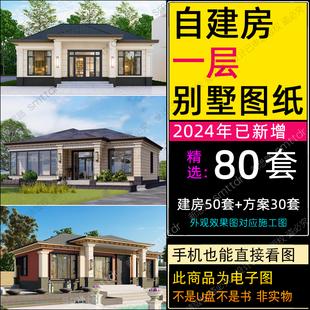 农村自建房一层别墅设计图纸带，院子小户型一层半房屋乡村洋房