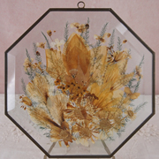 西洋收藏画 瑞士手工制作玻璃干花画 中古墙壁装饰花朵挂画