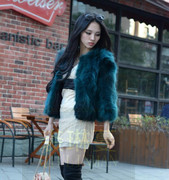 貉子毛女装冬季皮草短款修身韩版皮毛一体七分袖外套反季