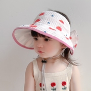 1一2岁3岁儿童防晒夏季大帽檐遮阳空顶凉帽女童宝宝可爱太阳帽子