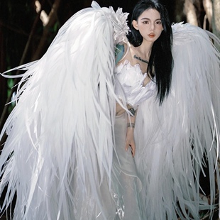 白色天使的翅膀舞蹈道具天鹅羽毛影楼拍摄写真cos装饰用具