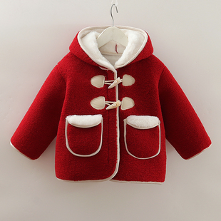 女童外套2023冬装儿童加厚羊羔绒毛毛衣宝宝，冬季夹棉保暖大衣