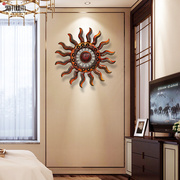 壁饰壁饰欧式客厅墙上装饰品创意立体木挂饰太阳壁挂复古轻奢挂件