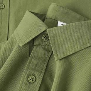法式绿色长袖衬衫女2024春装，超好看高级感夏季上衣衬衣外套
