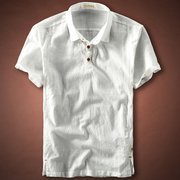 亚麻衬衫男士夏季复古中国风白色棉麻衬衣时尚休闲宽松男上衣服潮