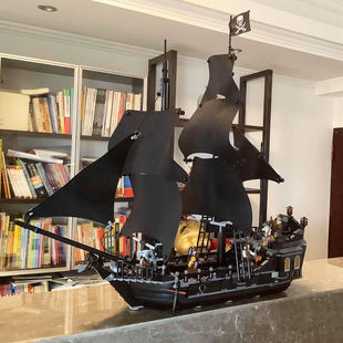 黑珍珠号加勒比海盗船积木模型，拼装巨大型高难度，儿童玩具2024