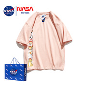 NASA宽松百搭简约印花短袖t恤男潮牌情侣个性ins街头纯棉体恤上衣