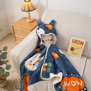 法兰绒毛毯冬季加厚空调毯珊瑚绒毯子午睡办公室儿童披肩盖毯斗篷