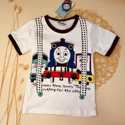 男孩托马斯火车头半袖衣服，短袖纯棉童装t恤卡通汤玛士衣服中小童