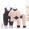 婴儿棉衣套装新生儿衣服，秋冬季棉袄加厚0-1岁男女3宝宝冬装三件套