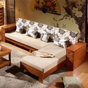 实木沙发组合新中式客厅橡胶木质小户型休闲P两用贵妃转角沙发床