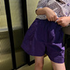 女童紫色短裤夏季童装韩版中大童小女孩裤子休闲裤 水洗棉