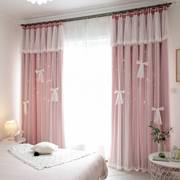 女童卧室窗帘儿童，房网红公主风遮光帘，女孩房间粉色飘窗梦幻帘