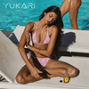 yukariswim女士分体泳衣三角，提花性感比基尼，无钢圈聚拢bikini夏