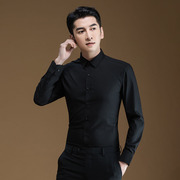 衬衫男长袖商务白色微弹高级感2024韩版修身黑色男士衬衣夏季