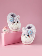 猫咪儿童棉拖鞋女童冬季包跟室内保暖女孩可爱宝宝毛毛绒居家棉鞋