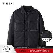 vmen威曼夹克式羽绒服男士翻领，80白鸭绒(白鸭绒)保暖韩版休闲外套v021w129