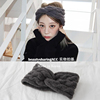 韩国东大门进口发饰饰品，日系冬季炭灰色毛线针织，宽厚保暖包头发带