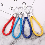 韩国个性DIY皮绳编织绳金属钥匙圈真皮男女士汽车钥匙链扣小