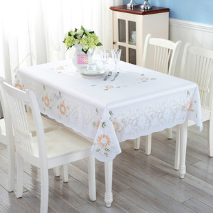 PVC餐桌布防水桌布免洗防油蕾丝长方型印花塑料简欧式茶几垫台布
