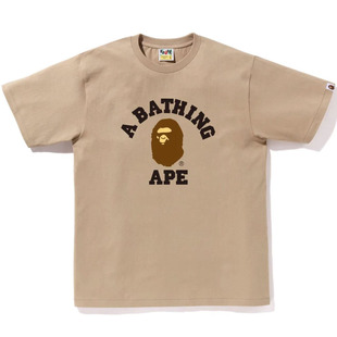bape短袖t恤字母，猿头基础款彩色，休闲圆领半袖日本college