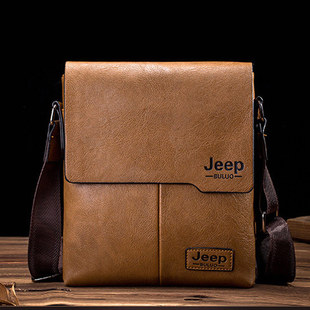 jeep吉普男士单肩斜挎包真皮商务，时尚背包软牛皮新竖款休闲小跨包